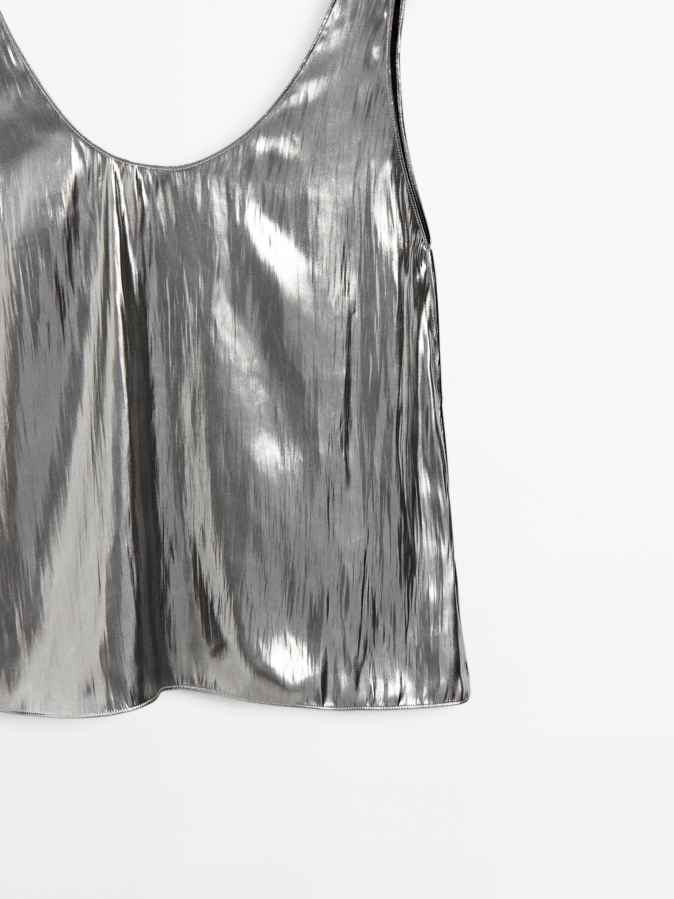 Flowing metallic strappy top
